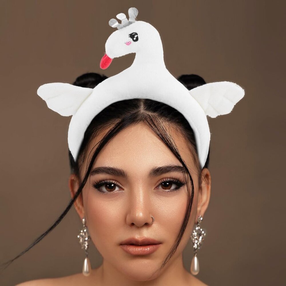 Cute Swan Headband Plush Animal Hair Accessory for Costumes Cosplay Halloween - Picture 8 of 9